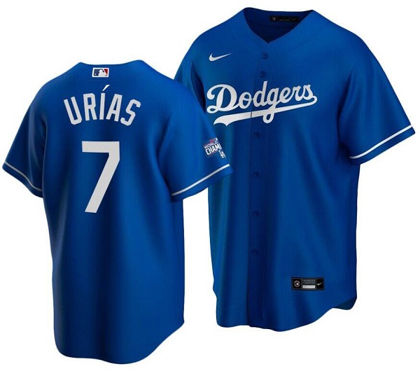 Youth Los Angeles Dodgers #7 Julio Urias Blue 2020 World Series Champions Home Patch Stitched Baseball Jersey